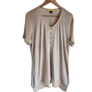 St John‎ Taupe Button-Front Women's Top Size S